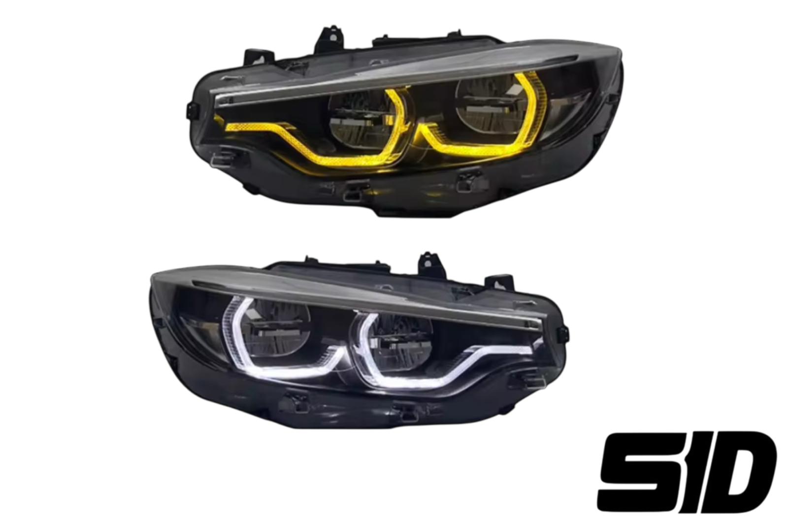 BMW F80 M3 / F82 M4 YELLOW/WHITE Color Switching IKON Motorsports Style Headlights – Full LED