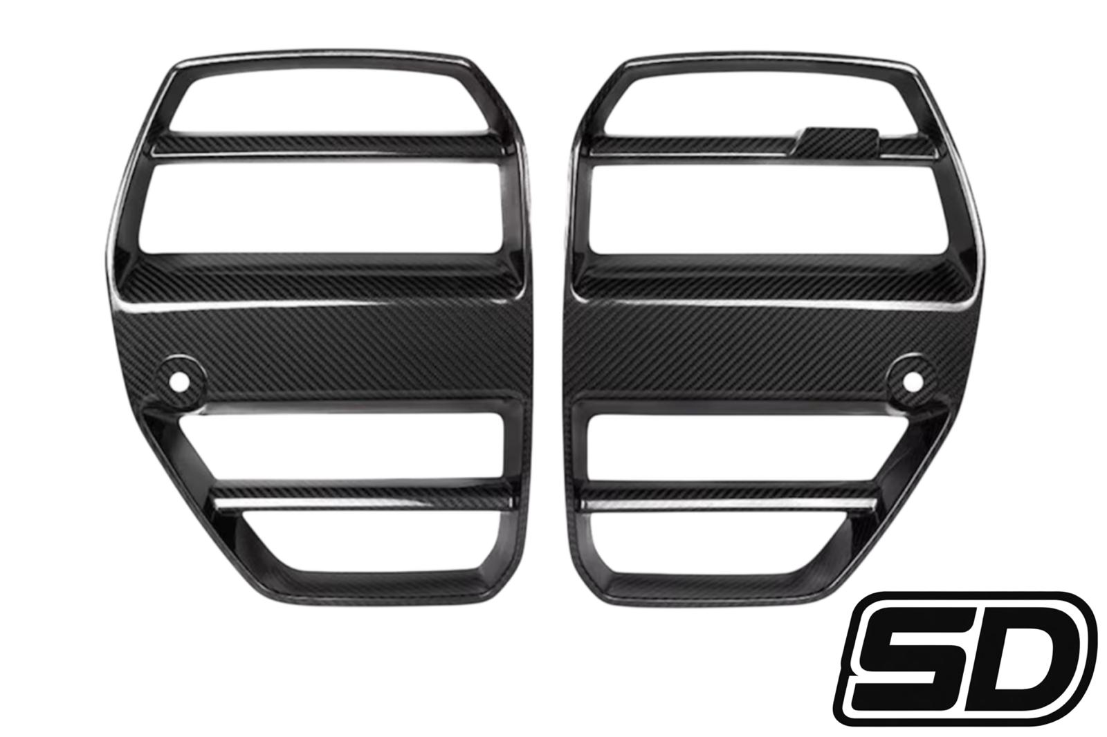 BMW G80 G82 G83 M3 M4 ST Style Front Bumper Grilles Dry Carbon Fiber