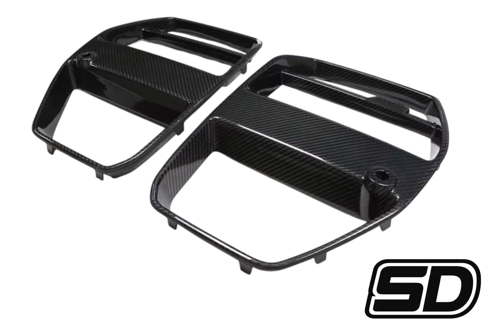 BMW G80 G82 G83 M3 M4 V Style Front Bumper Grilles Dry Carbon Fiber