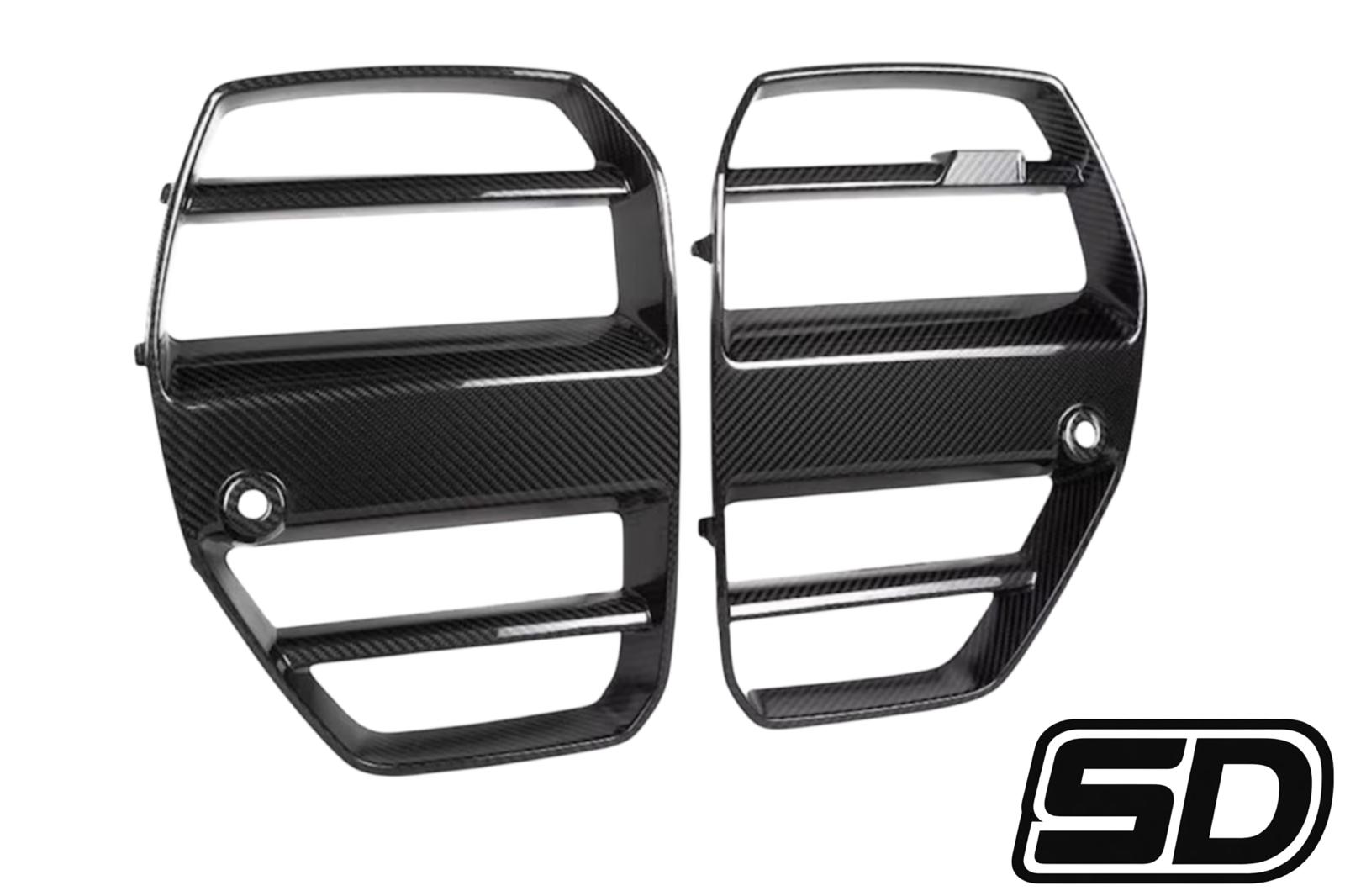 BMW G80 G82 G83 M3 M4 ST Style Front Bumper Grilles Dry Carbon Fiber