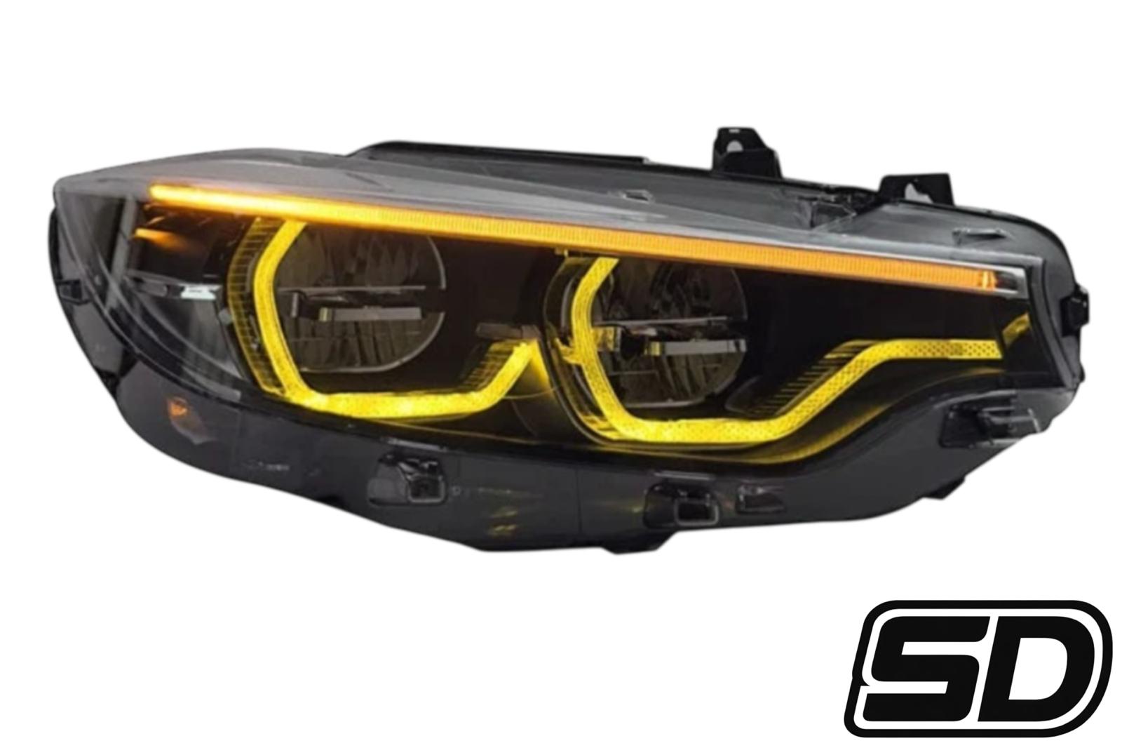 BMW F80 M3 / F82 M4 YELLOW/WHITE Color Switching IKON Motorsports Style Headlights – Full LED