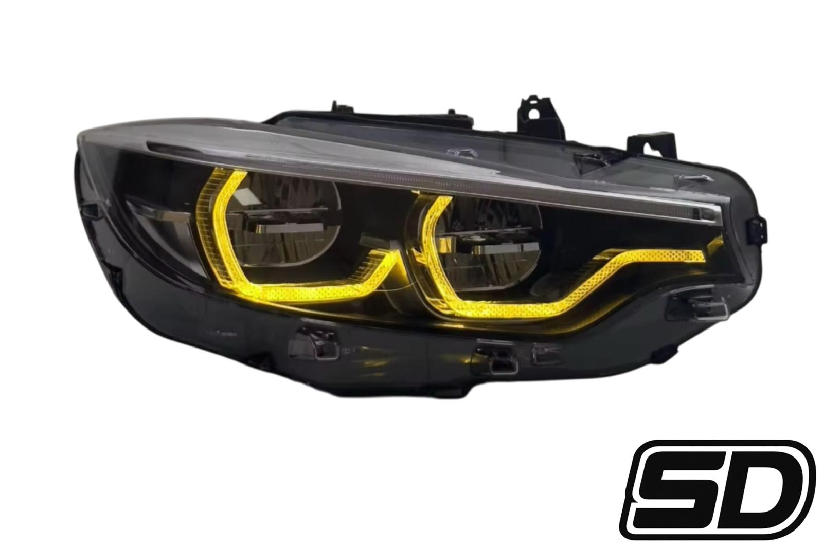 BMW F80 M3 / F82 M4 YELLOW/WHITE Color Switching IKON Motorsports Style Headlights – Full LED