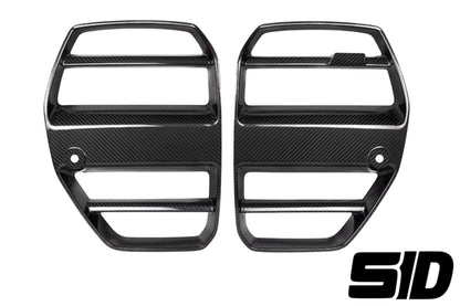 BMW G80 G82 G83 M3 M4 ST Style Front Bumper Grilles Dry Carbon Fiber