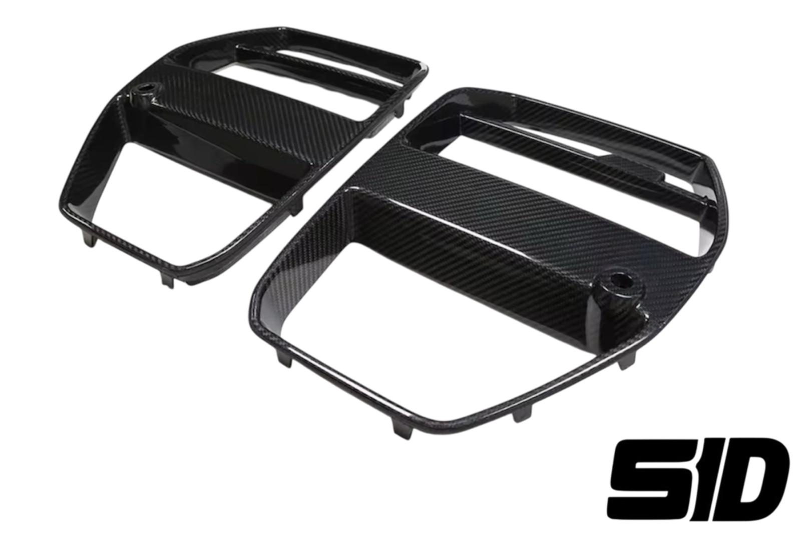 BMW G80 G82 G83 M3 M4 V Style Front Bumper Grilles Dry Carbon Fiber