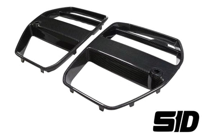 BMW G80 G82 G83 M3 M4 V Style Front Bumper Grilles Dry Carbon Fiber