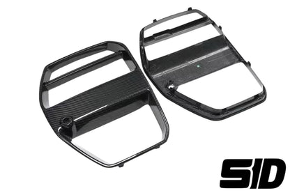 BMW G80 G82 G83 M3 M4 V Style Front Bumper Grilles Dry Carbon Fiber