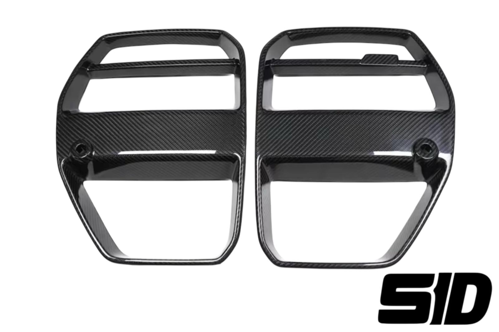 BMW G80 G82 G83 M3 M4 V Style Front Bumper Grilles Dry Carbon Fiber