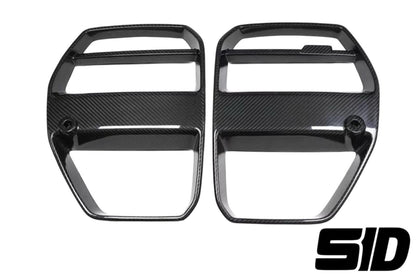 BMW G80 G82 G83 M3 M4 V Style Front Bumper Grilles Dry Carbon Fiber