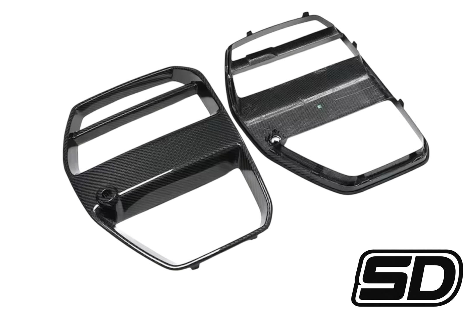 BMW G80 G82 G83 M3 M4 V Style Front Bumper Grilles Dry Carbon Fiber