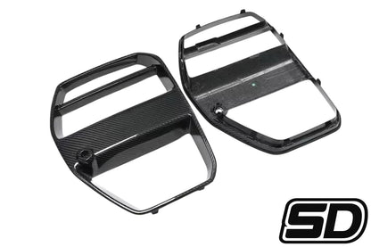 BMW G80 G82 G83 M3 M4 V Style Front Bumper Grilles Dry Carbon Fiber