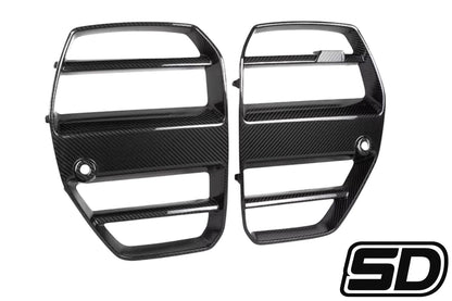 BMW G80 G82 G83 M3 M4 ST Style Front Bumper Grilles Dry Carbon Fiber